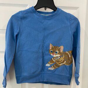 Mini Boden Embroidered Front & Back Kitten Sweatshirt  Size 9/10